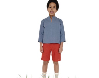 Jungen Leinen Outfit Sommer Leinen Outfit Jungen Leinenhemd und Leinen Shorts Set, Jungen Taufe Outfit Urlaub Outfit