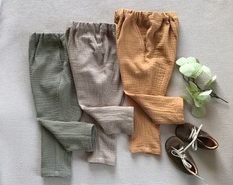 Baby boy pants Muslin trousers Boho style boys pants Double gauze pants Soft organic cotton pants