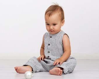 Romper de lino para bebés Ropa de cama natural en general, Romper de lino para niños pequeños Ropa de verano para bebés, Regalo para niños