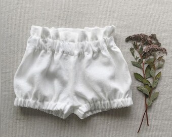 Baby girl bloomers Paperbag linen shorts Baby bubble shorts Baby girl diaper cover Baby linen clothes
