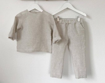 Baby boy linen outfit Girls matching set Boys linen suit Beach wedding outfit Neutral gender linen clothes Boho style clothes Ring bearer