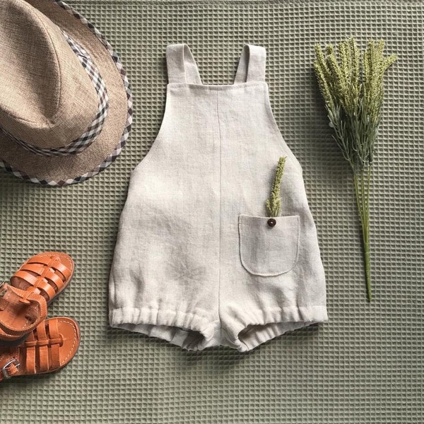 Baby linen romper Natural linen romper, Baby baptism romper Summer linen romper, Boys linen romper, New baby gift