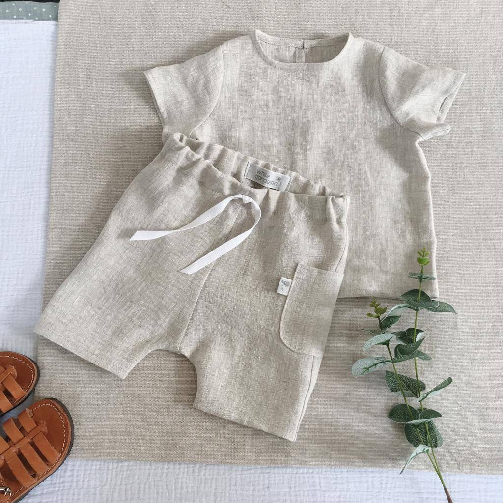 Baby Boy Linen Outfit Boys Linen Shirt and Shorts Matching Set Etsy
