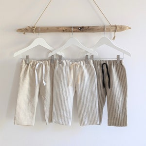 Baby boy linen pants Toddler boy trousers Beach wedding Drawstring pants Boys summer pants