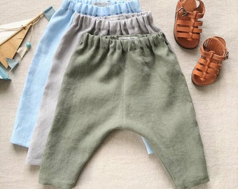 Baby linen pants Toddler summer trousers Baby boy buggy pants Boho style pants Baby Sustainable clothes Baby beach wear