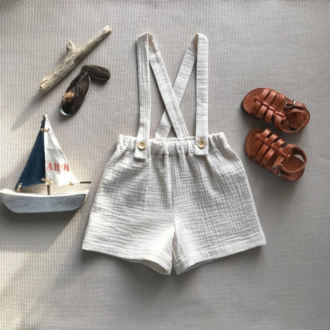Boys Suspender Shorts Set Baby Boy Muslin Shorts Baby Etsy