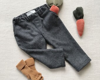 Boys trousers Baby boy wool pants Tweed pants Toddler autum winter pants Ring berarer outfit Dark grey pants