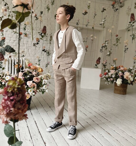 Page Boy Outfit Natural Linen Outfit Boys Linen Vest and Linen Trousers Set Boys Holiday Outfit Baptism Linen Clothes Gift for Kids Etsy
