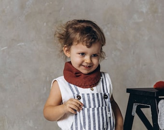 Baby linen bib bandana, Baby natural linen neck bandana, Baby linen neck warmer Linen neckerchief, Gift for toddler