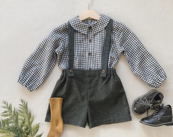 Baby Jungen Outfit 1. Geburtstag Outfit Baby Hosenträger Shorts Set Ringträger Outfit Baby Suistainable Kleidung Besonderer Anlass Anzug