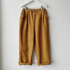 Unisex kids linen pants Baggy linen pants Natural linen trousers with pockets, Boys linen trousers summer pants zdjęcie 9