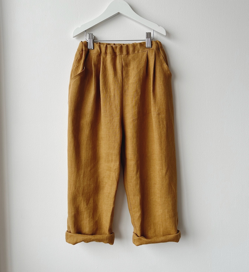 Unisex kids linen pants Baggy linen pants Natural linen trousers with pockets, Boys linen trousers summer pants zdjęcie 9