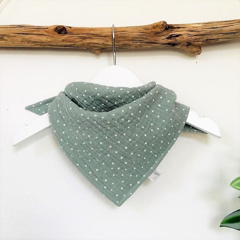 Baby girl triangle neckerchief Muslin neck scarf Neutral gender bib bandana Toddler boy accessories Baby headband image 4