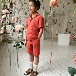 Boys linen outfit, Boys linen shirt, Boys linen shorts, Boys holiday outfit, Boys baptism suit, Boys summer linen outfit, Toddler boy outfit, Page boy outfit, Boys sustainable clothes, Beach wedding outfit, Ring bearer outfit, Summer photoshoot