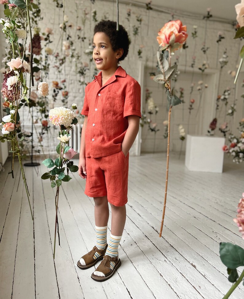 Boys linen outfit, Boys linen shirt, Boys linen shorts, Boys holiday outfit, Boys baptism suit, Boys summer linen outfit, Toddler boy outfit, Page boy outfit, Boys sustainable clothes, Beach wedding outfit, Ring bearer outfit, Summer photoshoot