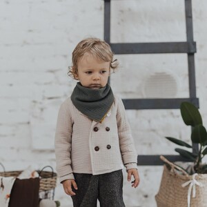 Baby Jungen Cardigan Baby Musselin Jacke Doppelbrust Mantel Kleinkind Junge Blazer Mandarin Kragenjacke Bild 3