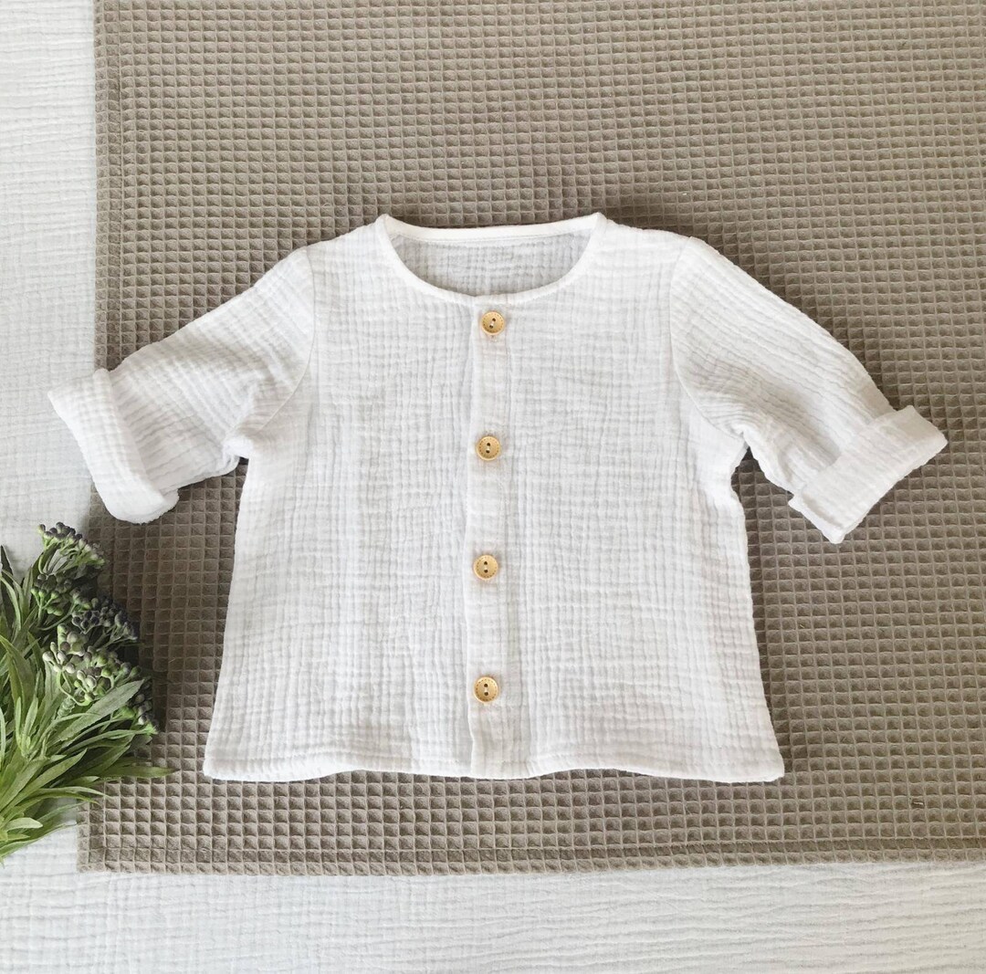 Baby Boy Shirt Muslin White Shirt Button Down Top Baby Muslin - Etsy