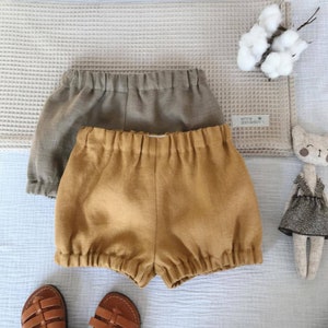 Baby bloomers linen shorts Neutral gender summer clothes Baby girl bloomies Baby bubble shorts Baby boy diaper cover Beach wear