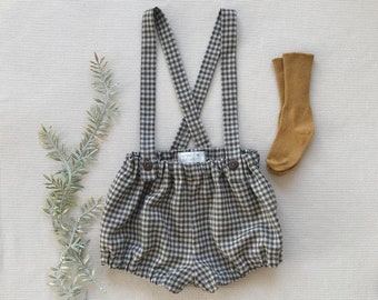 Baby boy outfit Wool bloomers with straps Toddler boy suspender shorts Bubble shorts Baby warm shorts Tweed bloomers Ring bearer outfit