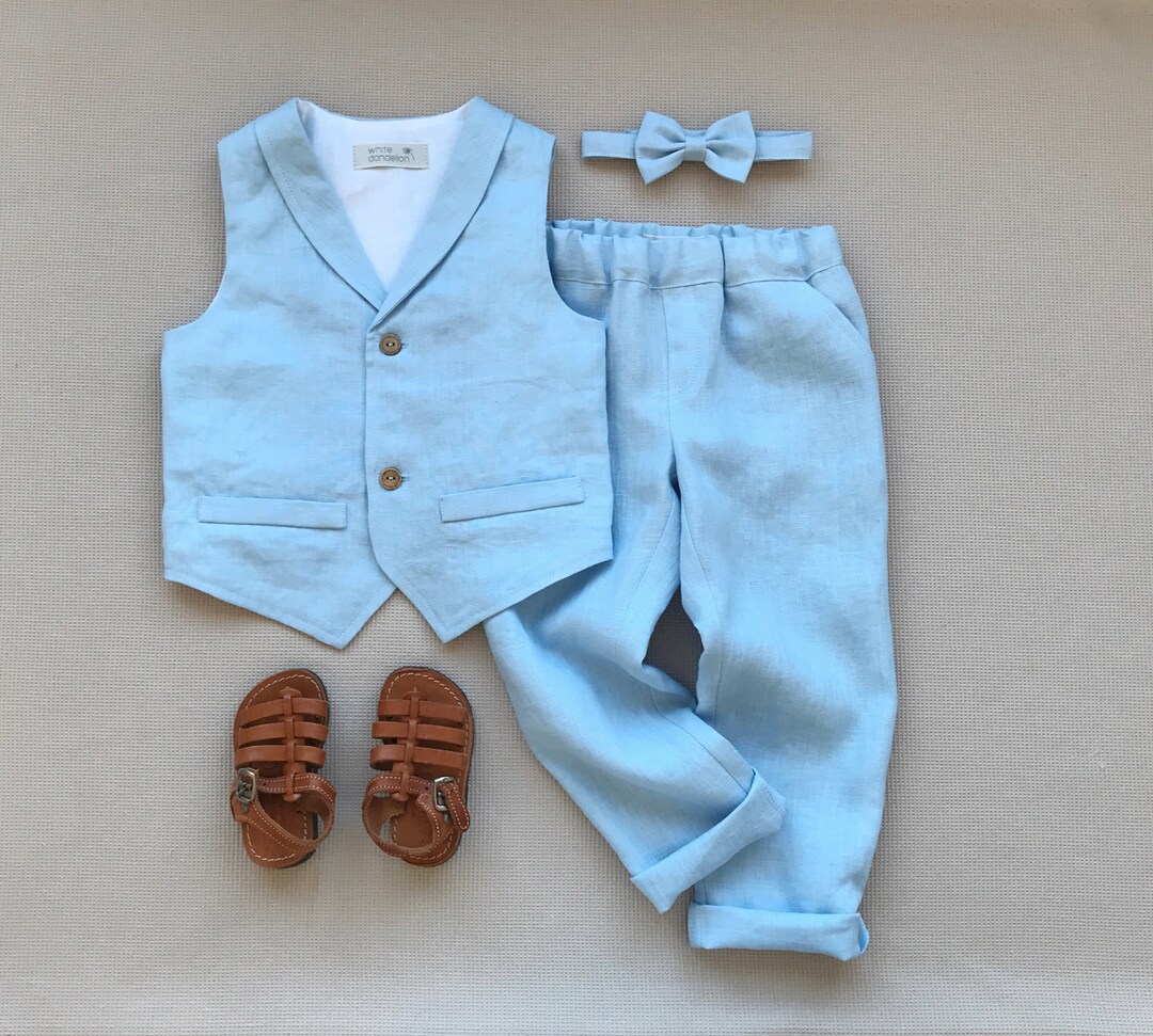 Boys Linen Suit Boys Linen Vest With Lapel Collar Boys Classy Pants