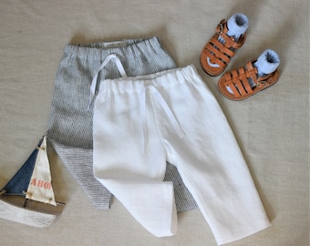 Baby boy linen pants Boys linen trousers RIng bearer outfit Wedding party Page boy outfit Boys summer pants White linen pants