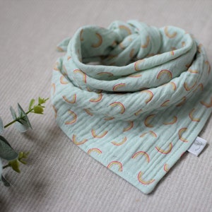 Baby girl triangle neckerchief Muslin neck scarf Neutral gender bib bandana Toddler boy accessories Baby headband image 7