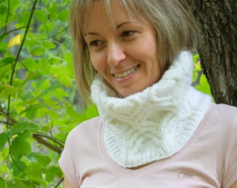 KNITTING PATTERN White Tenderness Cowl – Women Cowl – Men Cowl – Infinity Cowl – Neck Warmer – Winter Accessory- Infinity Scarf Knit Pattern