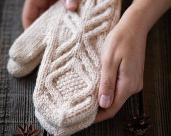 Patrón de tejido en PDF / Mitones Lenny: guantes tejidos a mano con trenzas, un acogedor accesorio invernal