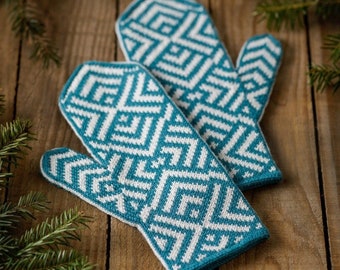 Patrón de tejido en PDF / Mitones de cristal: un accesorio invernal acogedor y tejido a mano