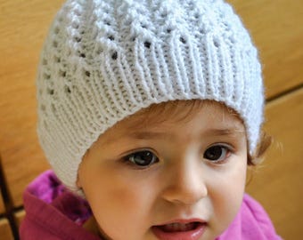 PDF Knitting Pattern | Adriana Hat – Toddler Beanie, Easy Lace Knit