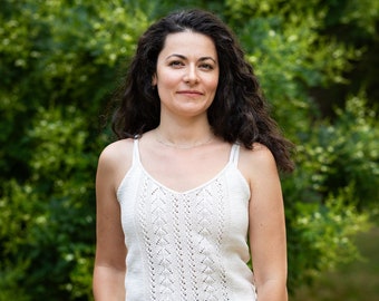 Patrón de tejido en PDF / Camiseta de tirantes de verano de encaje Albena: camisola de punto, prenda ligera