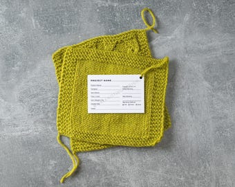 Etichette per campioni di lavoro a maglia / Indicatore di tensione / Stile classico / Scheda stampabile per la registrazione dei campioni di filato / Formato A4 e US Letter / Etichette per progetti di lavoro a maglia