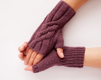 KNITTING PATTERN Lavender Fingerless Gloves – Gloves Knitting Pattern – Autumn Accessories – Knitted Gloves Women – PDF Knitting Pattern