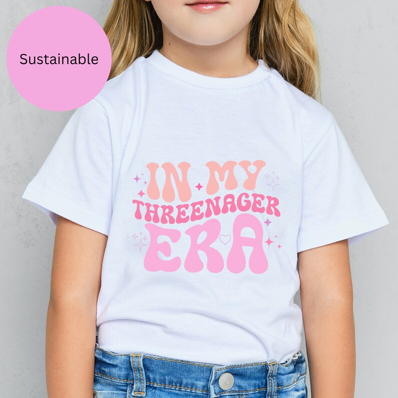 In My Threenager Era Organic Cotton Tshirt, Toddler Girl Tshirt