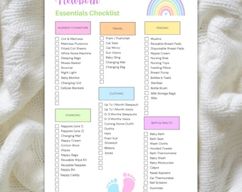 Printable Newborn Baby Essentials Checklist, Baby Essentials List, New Baby Checklist, Newborn Essentials, Baby Shopping List