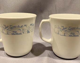 Corelle - "Sea and Sand" (Corning Ware) - Set of 2 Mugs w/ Saucers 6 1/8"