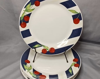 Montgomery Stripe - "Cherry Stripe" - Set of 4 Dinner Plates 10 5/8"