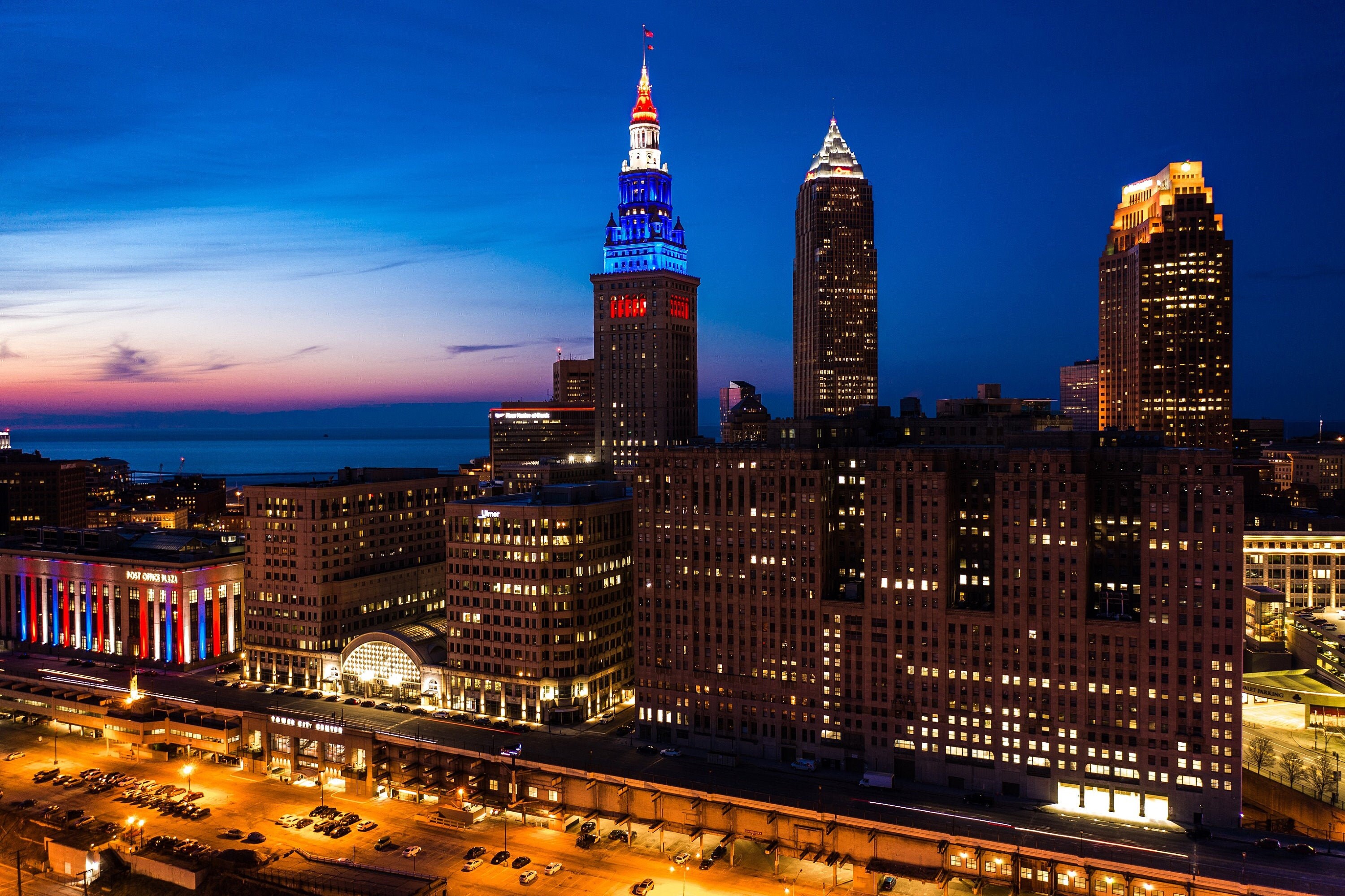 Cleveland Skyline Aerial Canvas Print Etsy