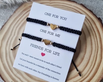 Macrame Friendship Bracelet Set: Adjustable Boho Heart Jewelry