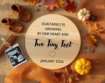 Anuncio de embarazo de otoño: Marco de ecografía, plantilla editable de Canva (descarga digital)