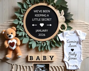 Anuncio de embarazo: Plantilla editable de Canva para marco de ecografía (descarga digital)