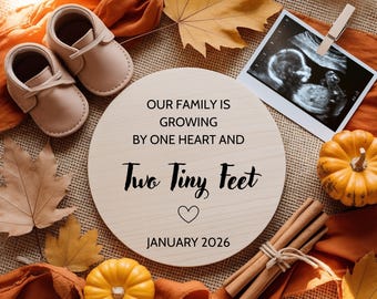 Anuncio de embarazo: Revelación del bebé en otoño, plantilla editable de Canva (descarga digital)