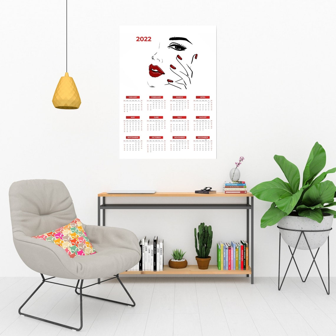 2022 Printable Wall Art Calendar Scalable Size A311.7 | Etsy