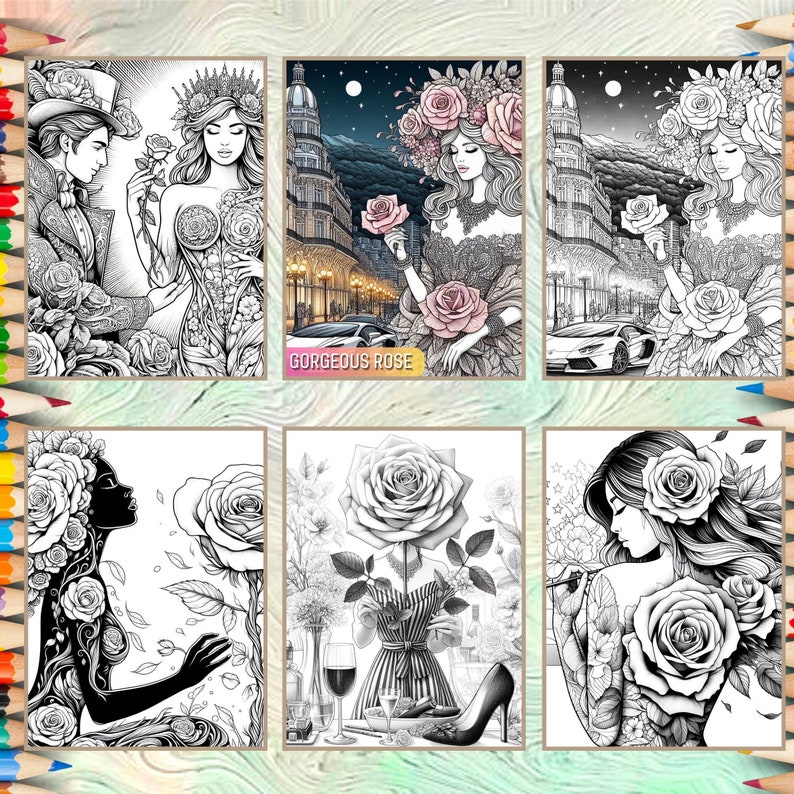 Rose American Girls Coloring Book Pages Adult Roses Coloring Books ...