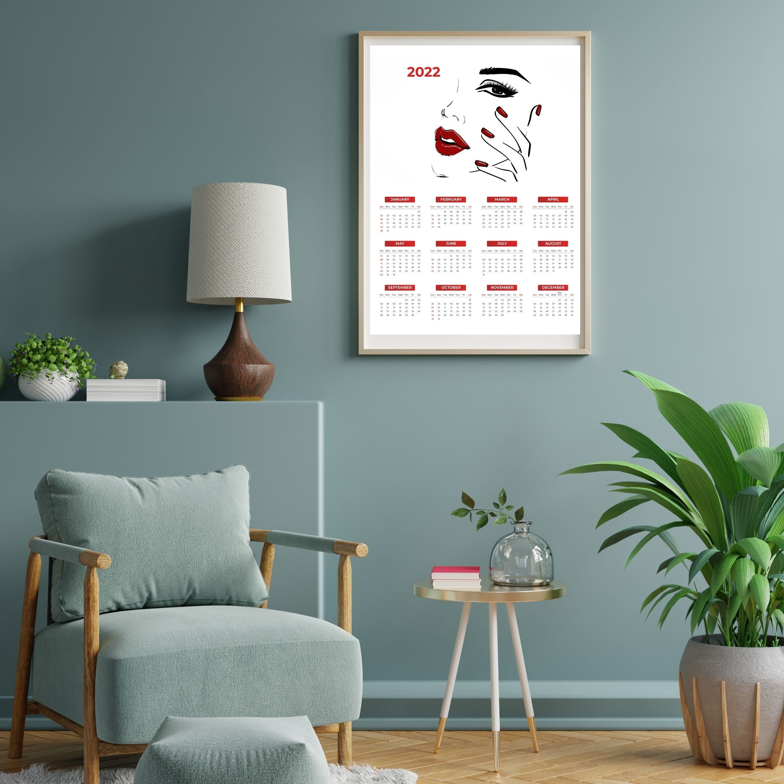 2022 Printable Wall Art Calendar Scalable Size A311.7 | Etsy