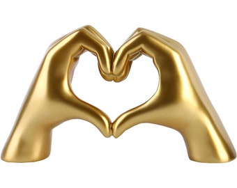 Heart Gesture Gold Figurines, Nordic Golden Hand Love Statues, Resin Finger Home Décor Sculptures, Christmas Holiday Gifts, Bookshelf Décor