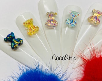 60 pieces 12color/box Teddy bear Cabochon 3D nail charms