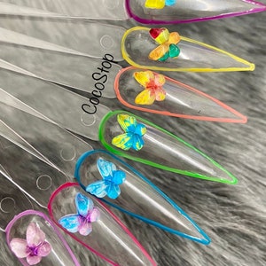 40 pieces mix colorful resin cabochon butterfly kawaii 3D nail charms image 1