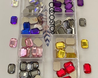 120 pieces large rectangle nail rhinestone box