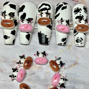 Kawaii Cow 3D nail charms